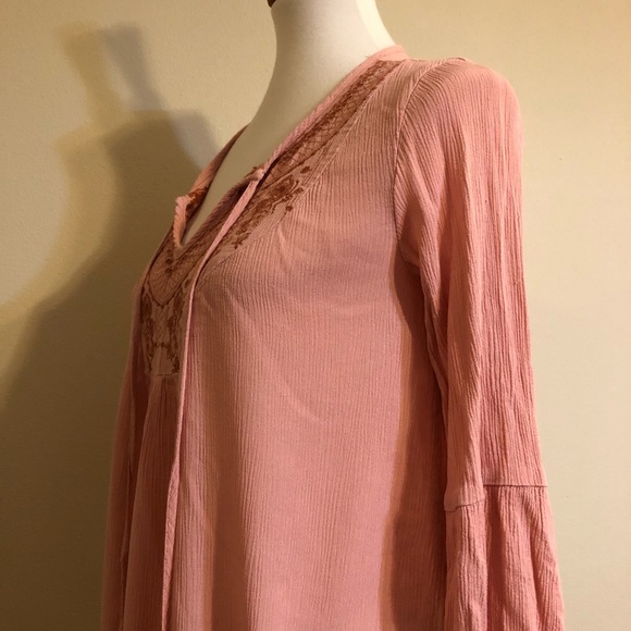 Knox Rose Pink Boho Long Sleeve Embroidered Top - Picture 7 of 8